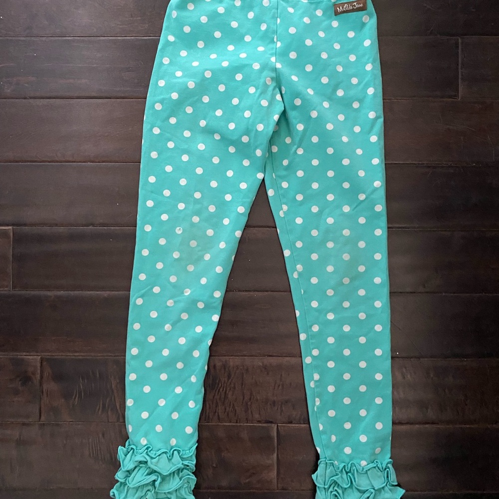 Girls Matilda Jane Polka Dot Ruffle Pants - Turquoise